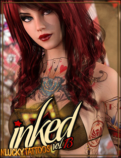 Inked Vol.13: unLUCKY Tattoos for Genesis 8 Female(s) by: ShanasSoulmate, 3D Models by Daz 3D