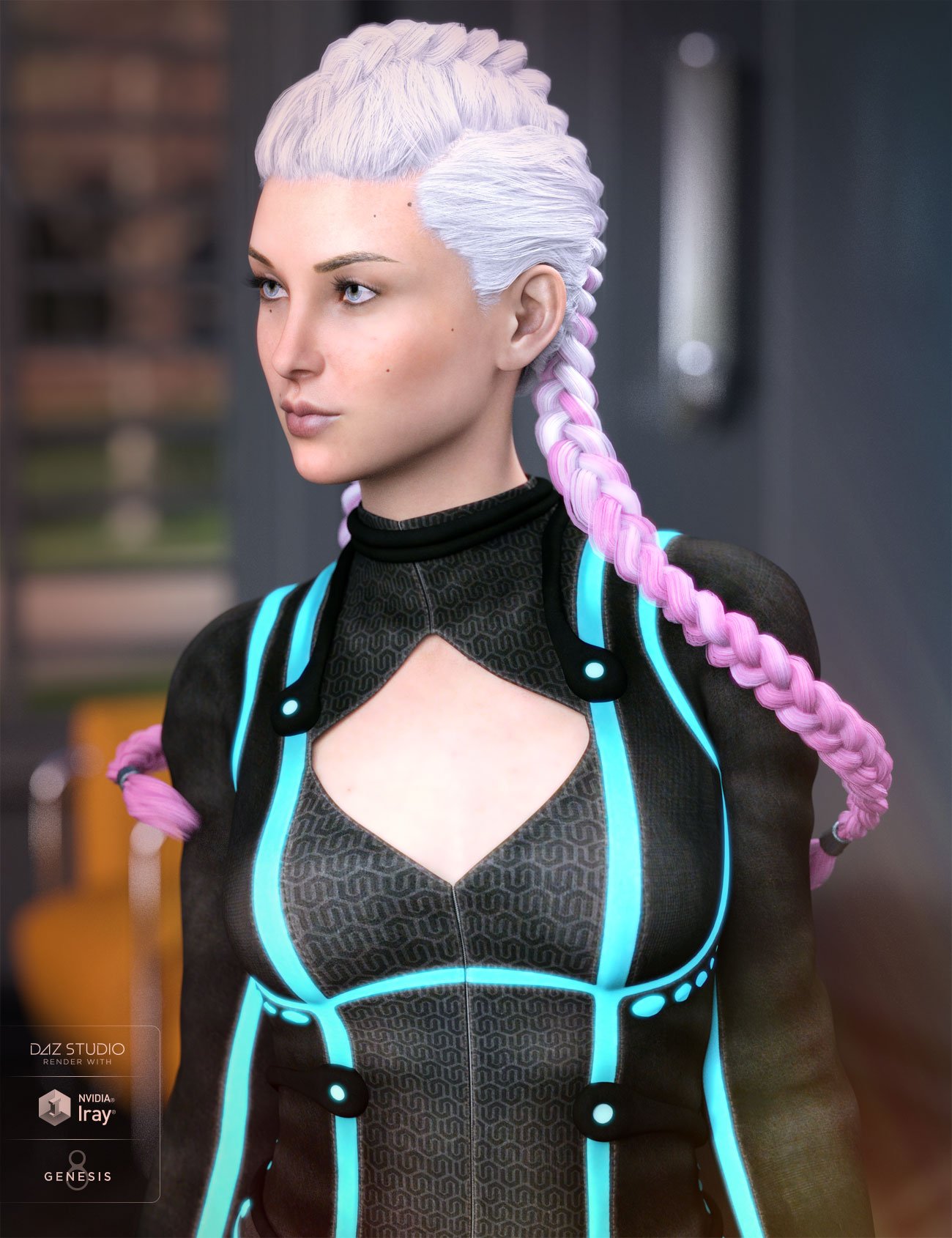 Quincy Hair for Genesis 3 & 8 Female(s) by: AprilYSH, 3D Models by Daz 3D