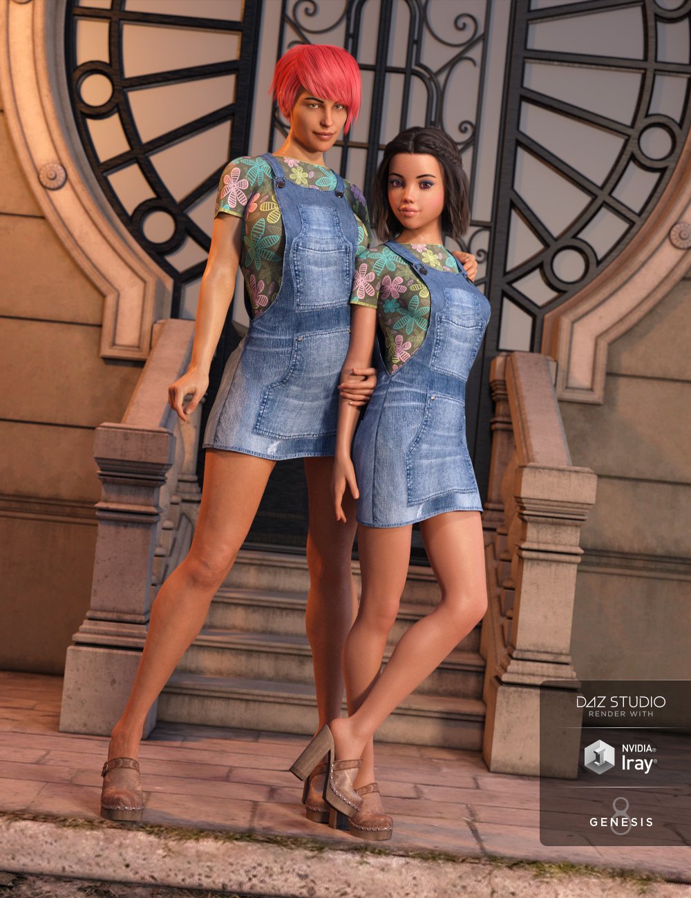 Denim Jumper Outfit for Genesis 8 Female(s) | Daz 3D