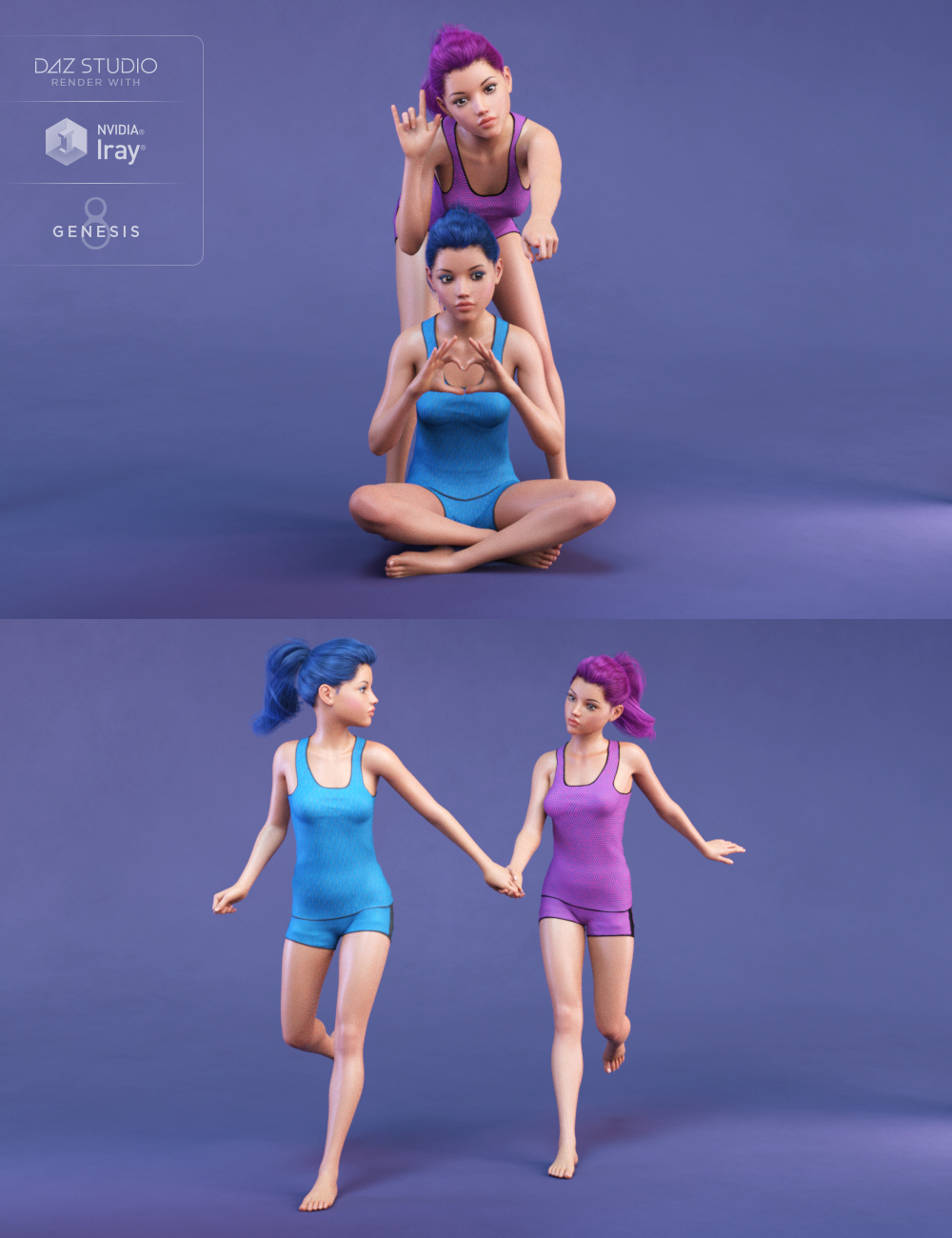 Bosom Buddy Poses for Teen Josie 8 by: lunchlady, 3D Models by Daz 3D