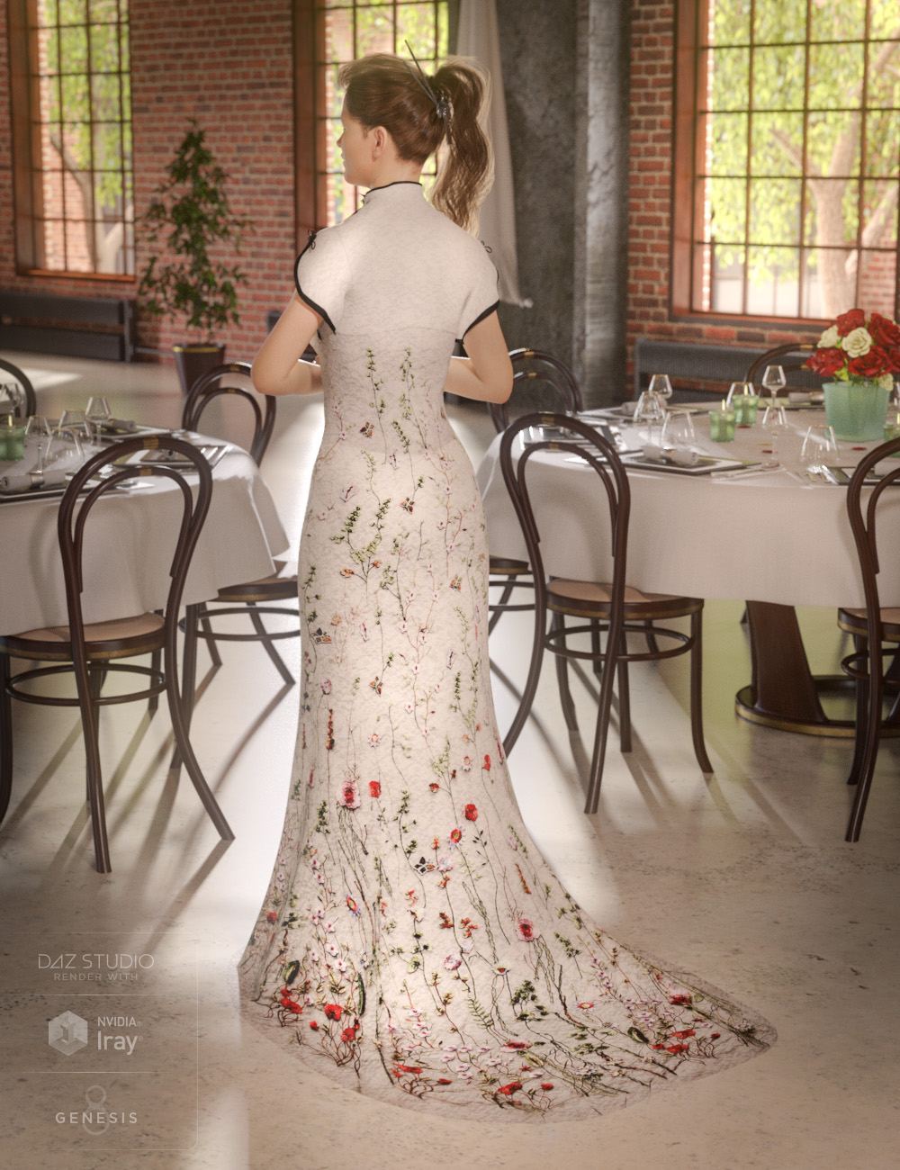 Polyantha Rose Dress for Genesis 8 Female(s) by: Barbara BrundonDirtyFairy, 3D Models by Daz 3D
