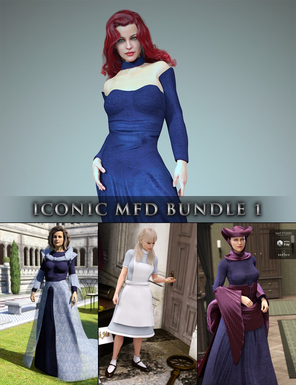 Iconic MFD Bundle 1 for Genesis 8 Female(s) by: JGreenleesPoisenedLilyRavenhair, 3D Models by Daz 3D