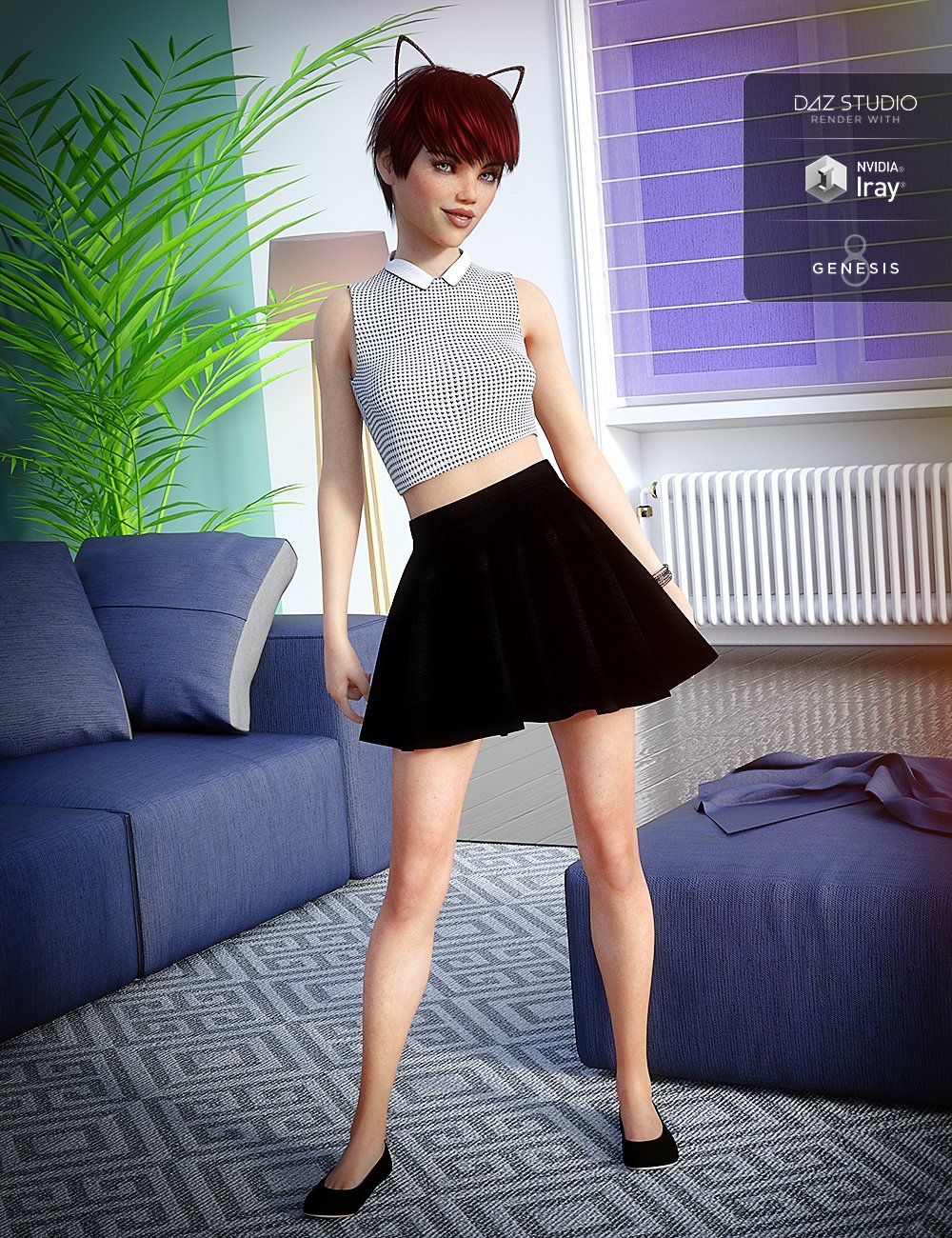 Teen Kitty Outfit for Genesis 8 Female(s) by: Anna BenjaminNikisatez, 3D Models by Daz 3D