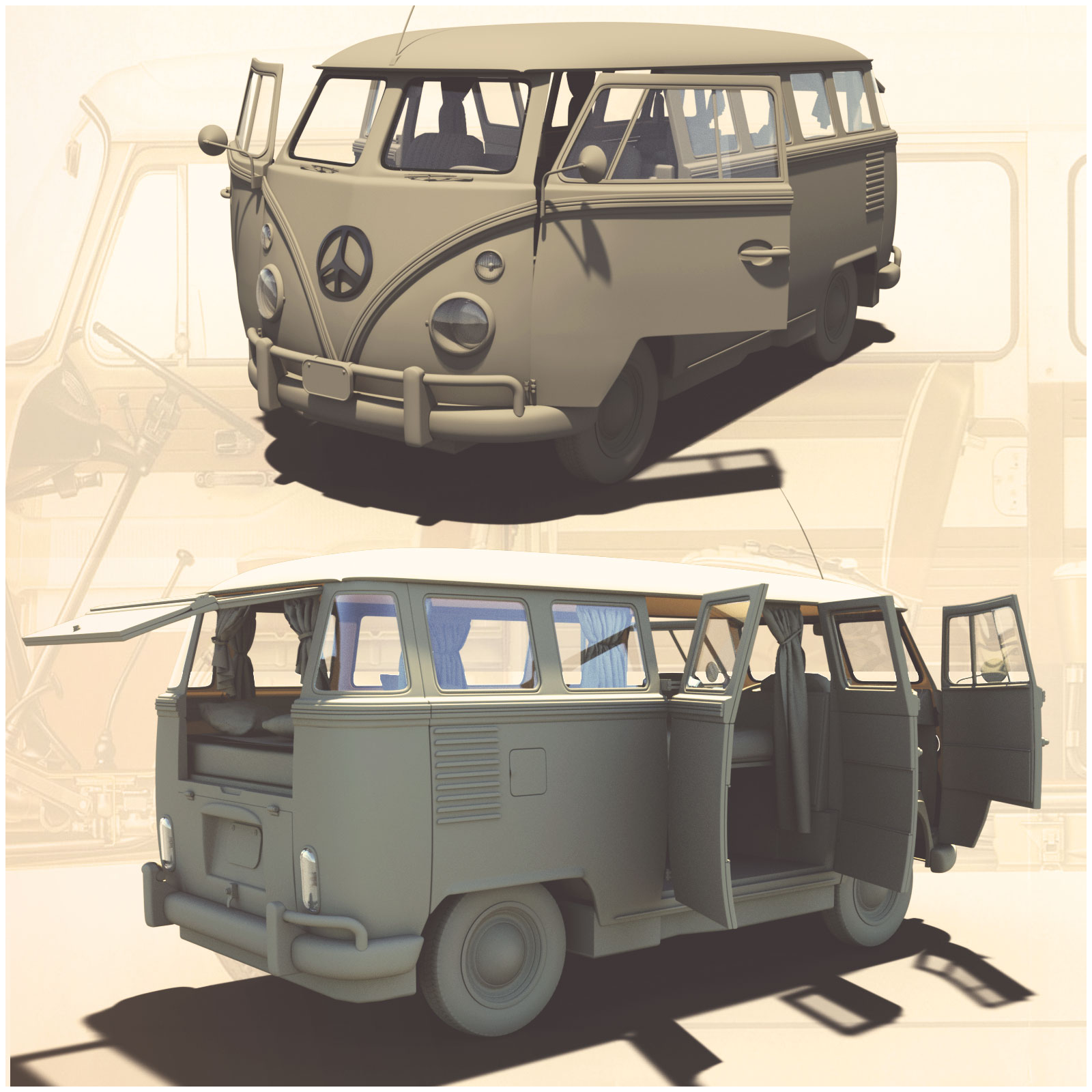 Road Trip Hippy Van by: Ansiko, 3D Models by Daz 3D