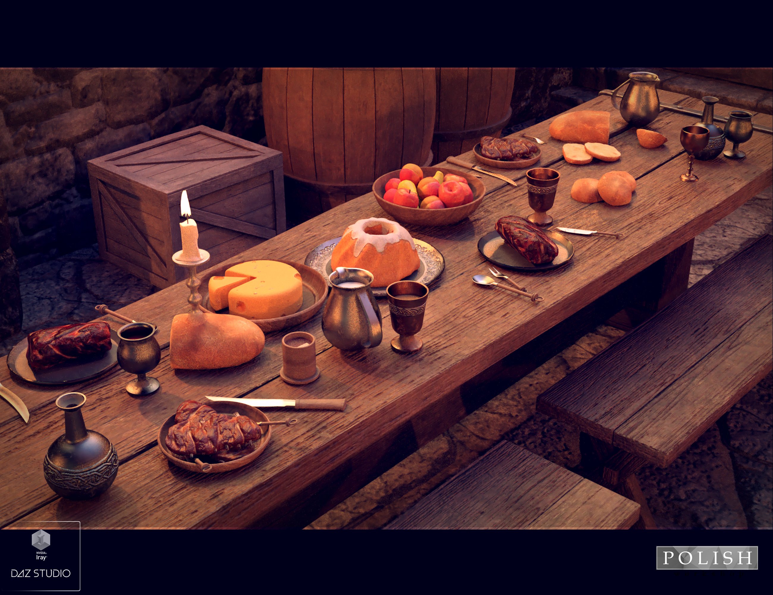 Medieval Dinner Hall Props Medieval Dinner Hall Props by: Polish, 3D Models by Daz 3D