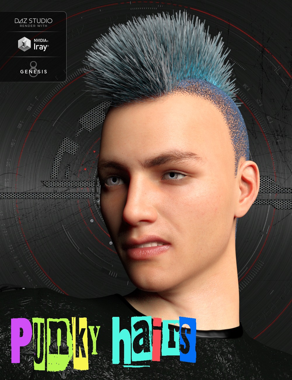 Punky Hair Styles for Genesis 8 Male(s) by: Nathy Design, 3D Models by Daz 3D