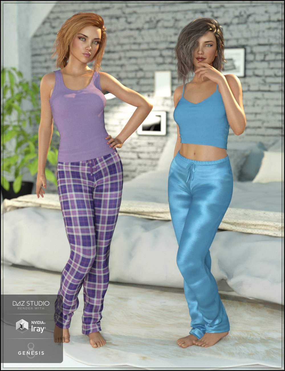 Ready for Bed Pajama Set for Genesis 8 Female(s) by: DemonicaEviliusTrickster3DX, 3D Models by Daz 3D