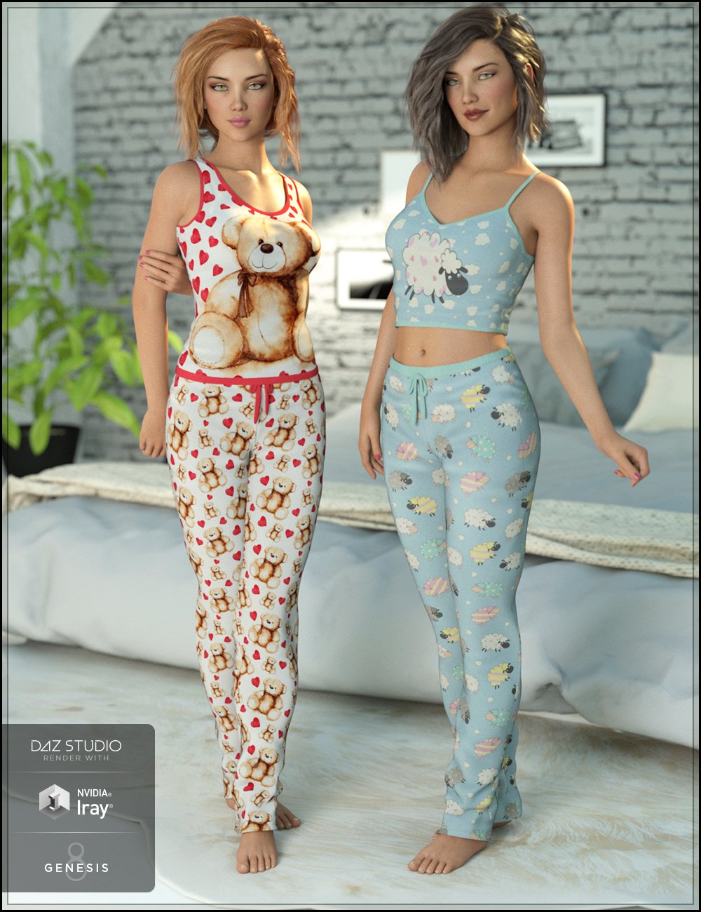 Ready for Bed Pajama Set Textures Ready for Bed Pajama Set Textures by: DemonicaEviliusTrickster3DX, 3D Models by Daz 3D