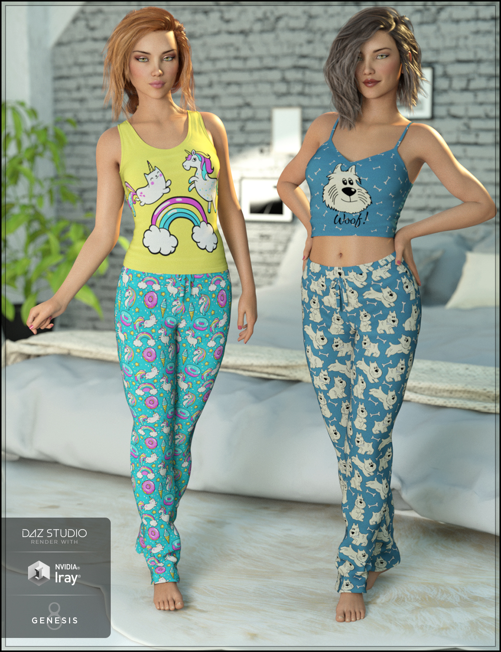 Ready for Bed Pajama Set Textures by: DemonicaEviliusTrickster3DX, 3D Models by Daz 3D