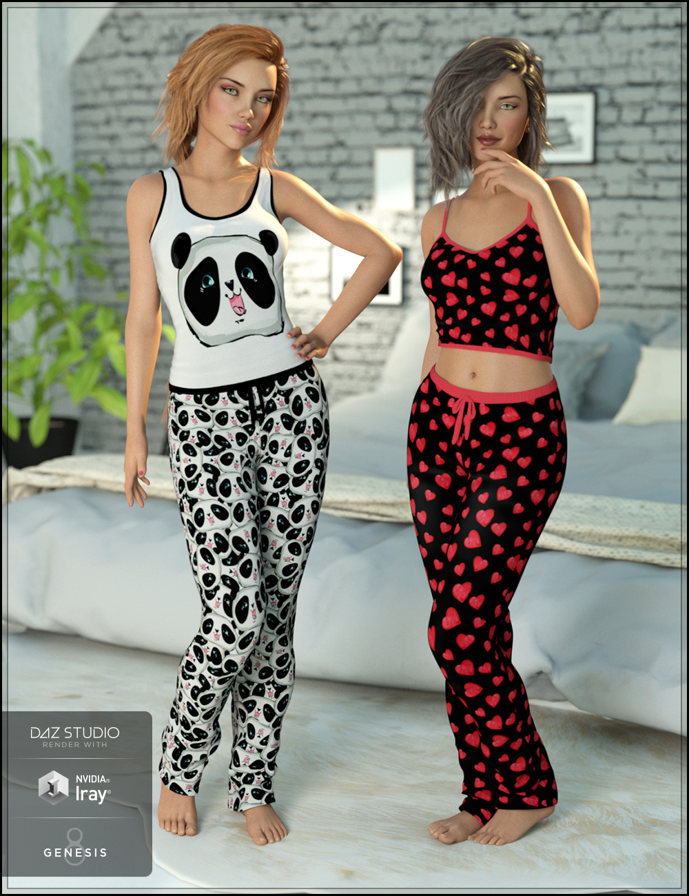 Ready for Bed Pajama Set Textures Ready for Bed Pajama Set Textures by: DemonicaEviliusTrickster3DX, 3D Models by Daz 3D