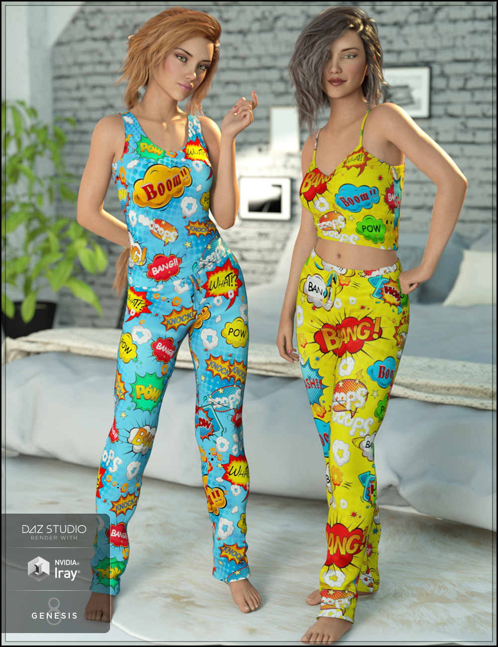 Ready for Bed Pajama Set Textures by: DemonicaEviliusTrickster3DX, 3D Models by Daz 3D