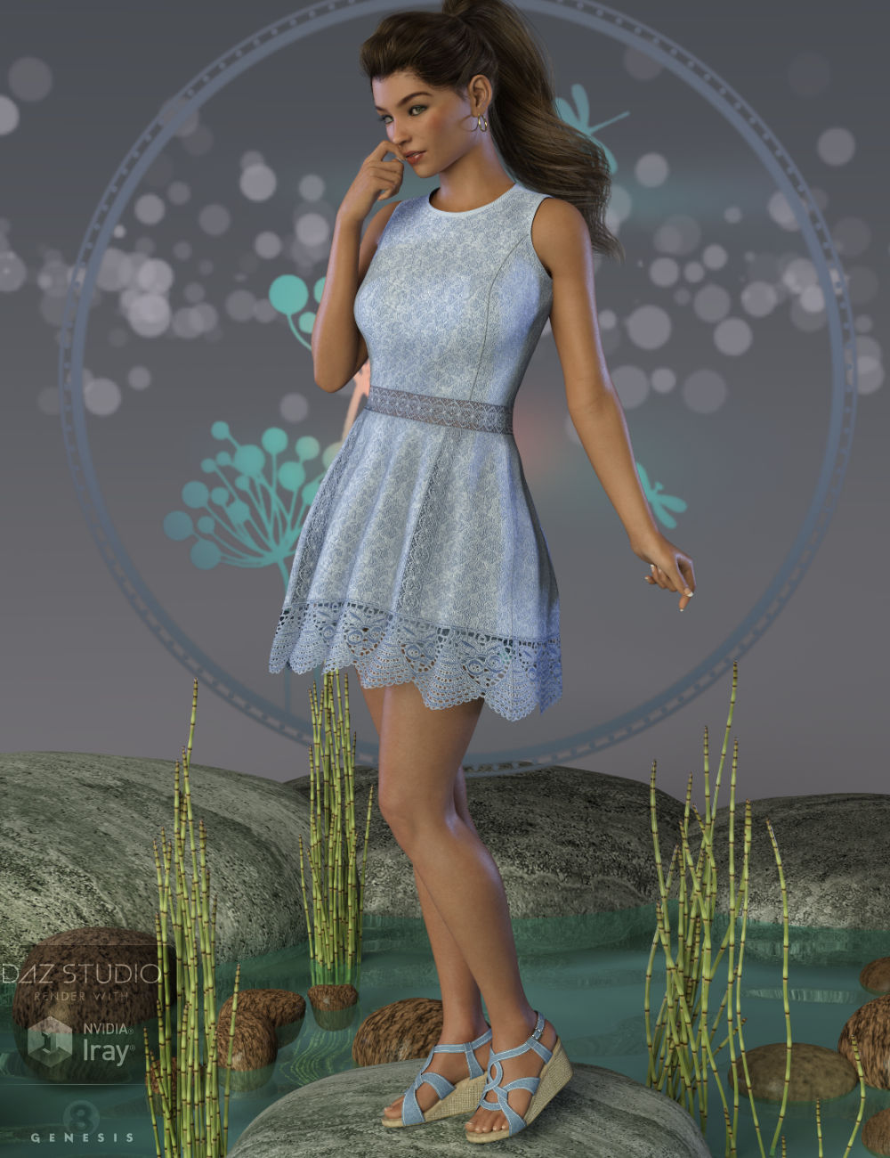 Cool Lace Outfit for Genesis 8 Female(s) by: WildDesigns, 3D Models by Daz 3D