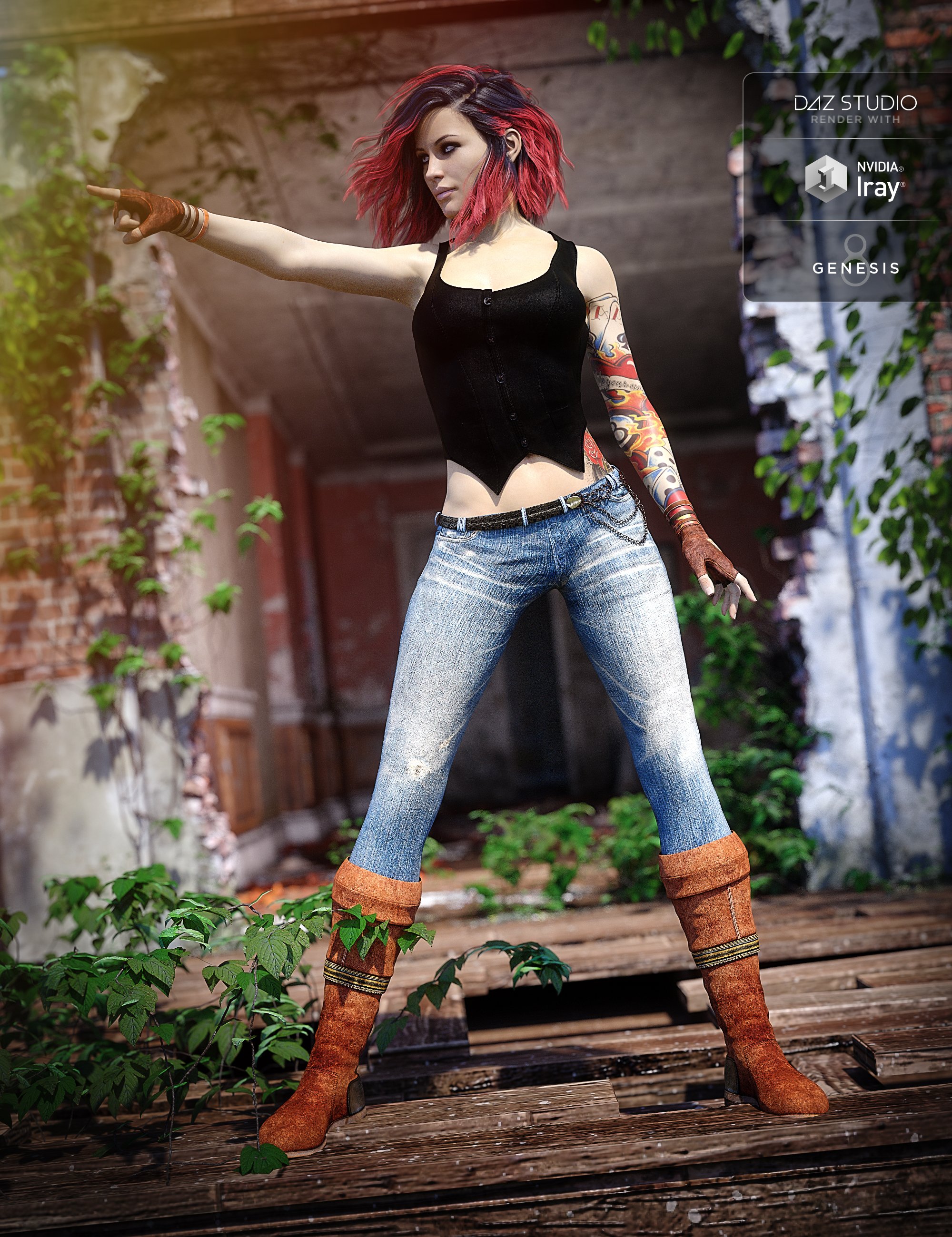 Urban Action Outfit for Genesis 8 Female(s) by: Barbara BrundonShox-Design, 3D Models by Daz 3D