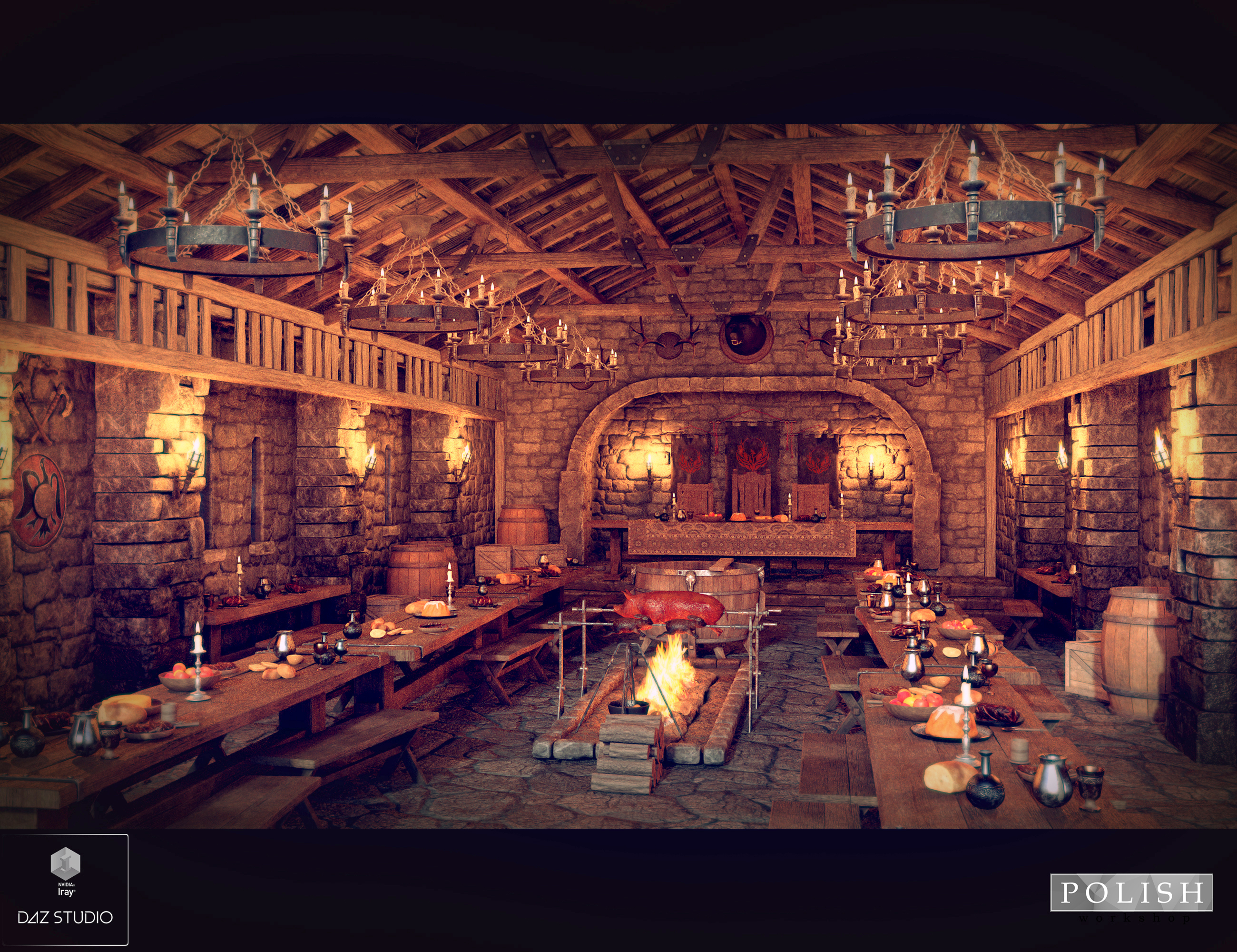 Medieval Dinner Hall Bundle | Daz 3D