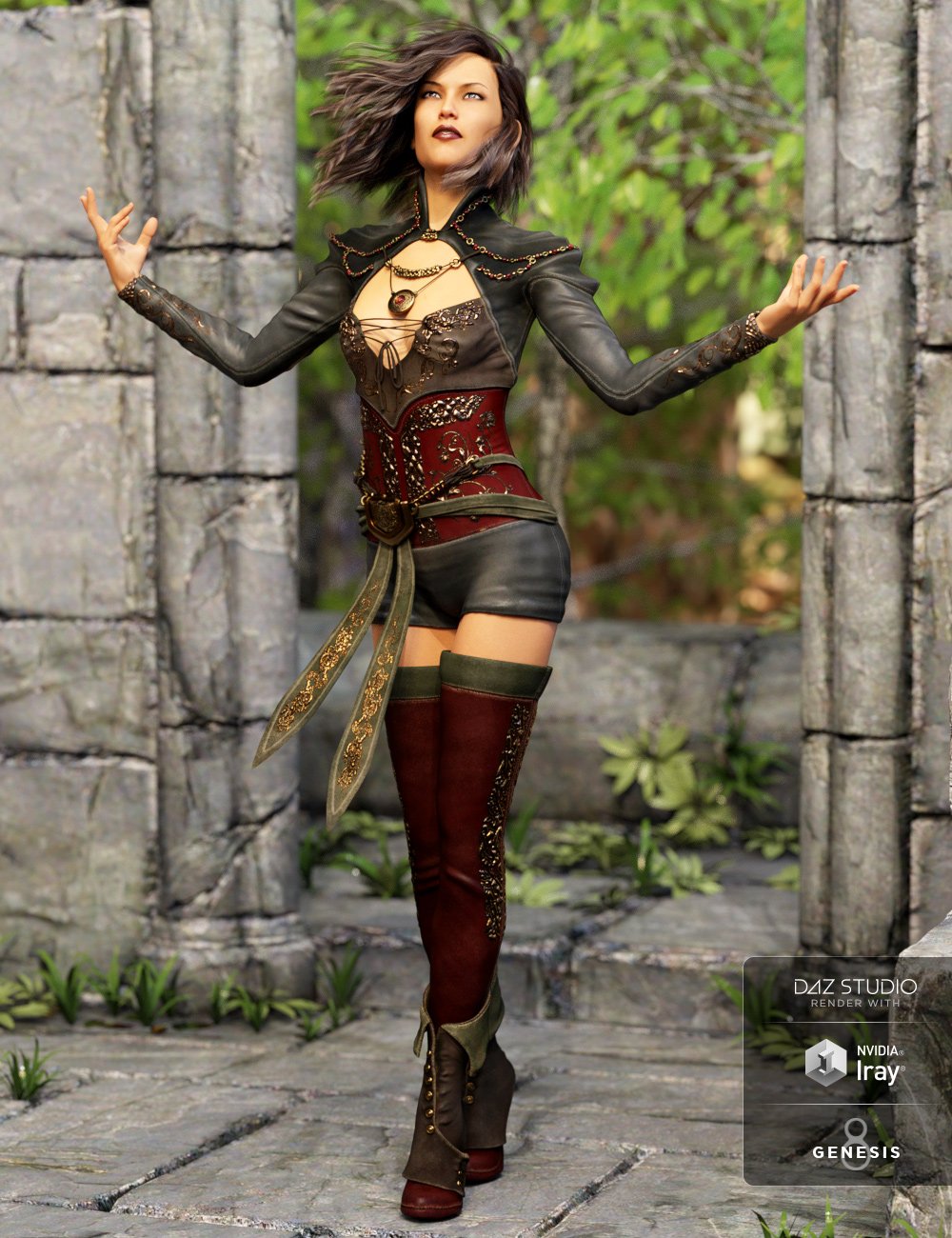 Chosen Outfit for Genesis 8 Female(s) by: ArienMada, 3D Models by Daz 3D