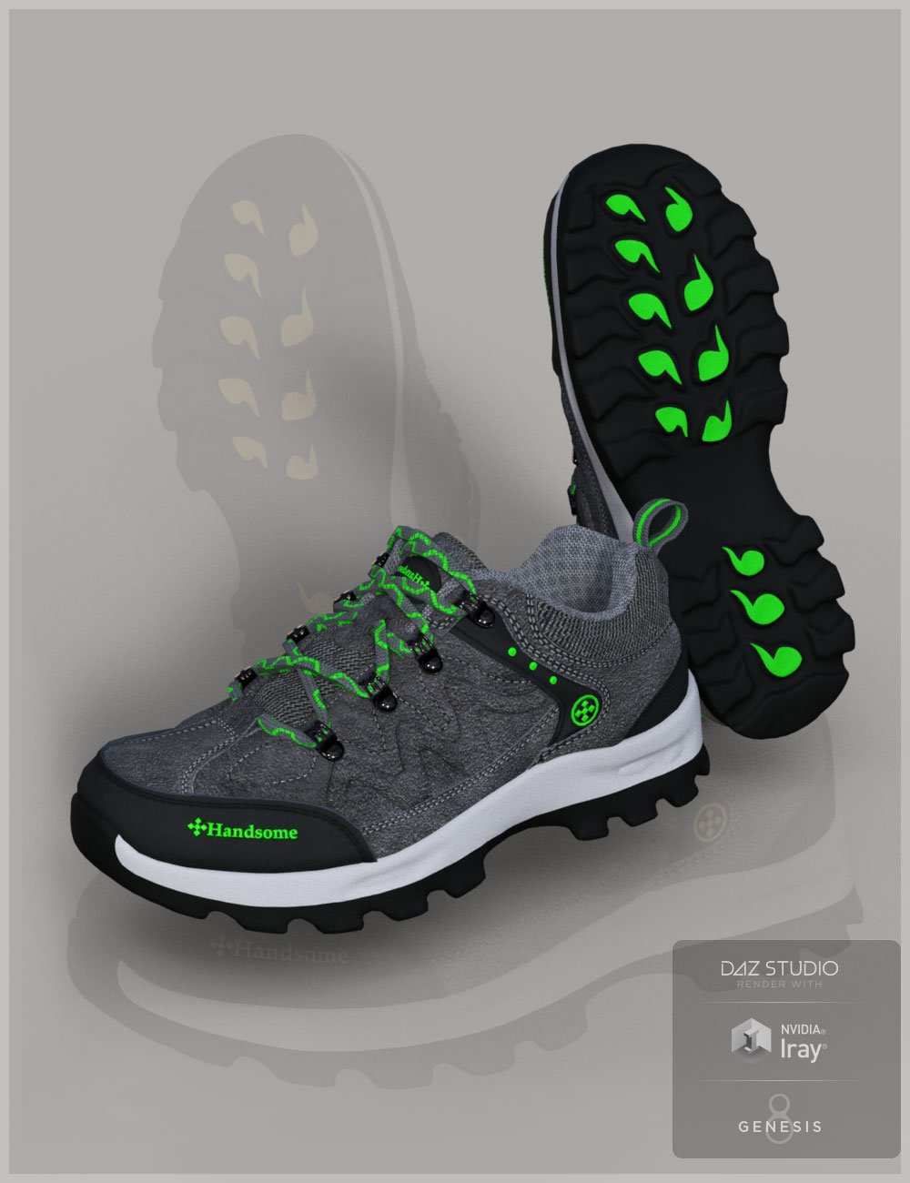 Trail Running Shoes 4 for Genesis 3 and 8 Male(s) by: Cute3D, 3D Models by Daz 3D