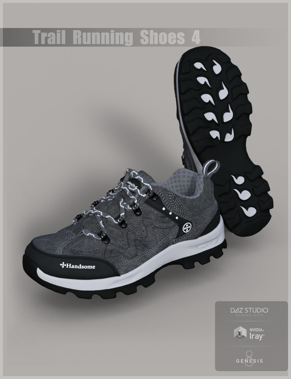 Trail Running Shoes 4 for Genesis 3 and 8 Male(s) by: Cute3D, 3D Models by Daz 3D