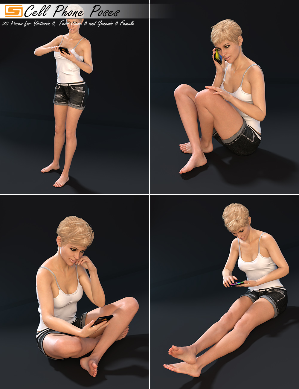 Cell Phone and Poses for Genesis 8 Female(s) by: Sedor, 3D Models by Daz 3D