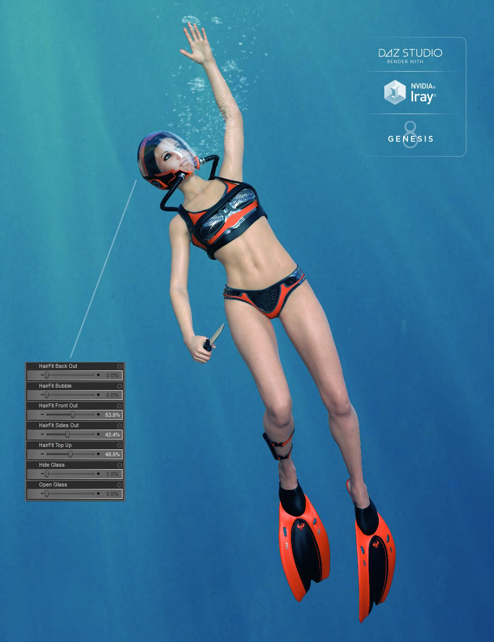 High Tech Scuba Diver for Genesis 8 Female(s) by: midnight_stories, 3D Models by Daz 3D