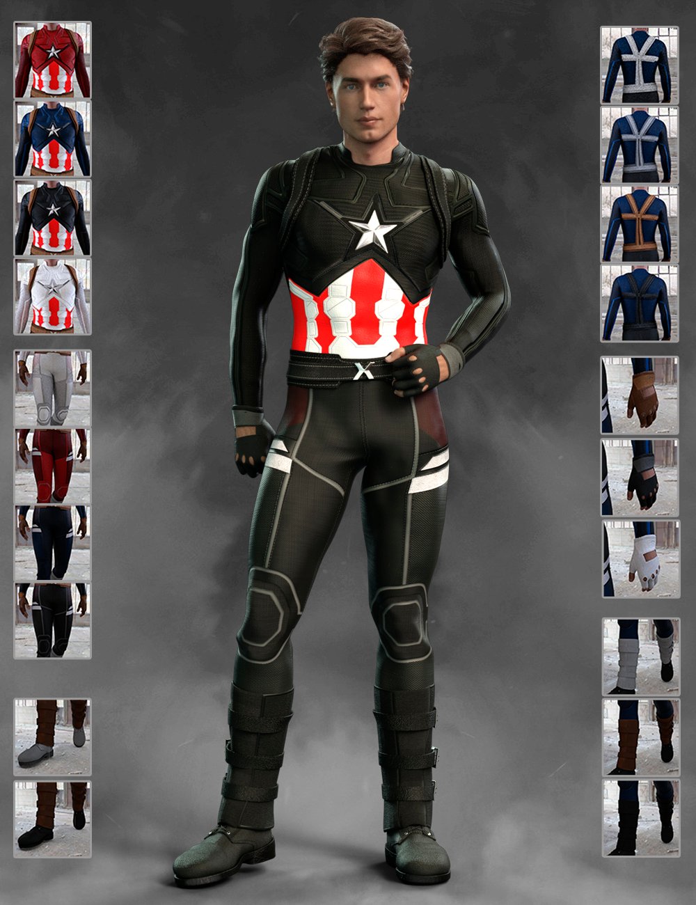 X-Fashion America Outfit for Genesis 8 Male(s) by: Mely3Dxtrart-3d, 3D Models by Daz 3D