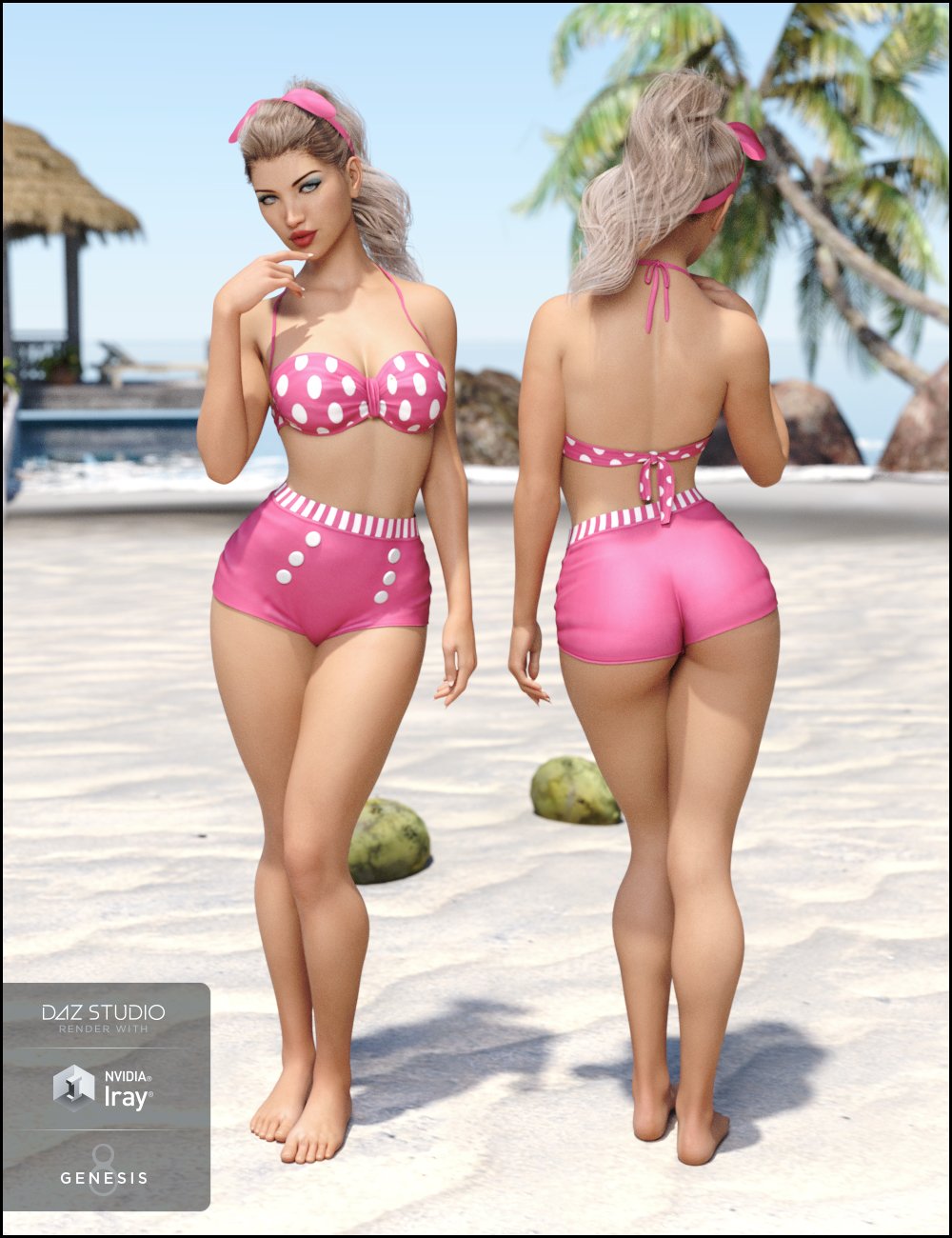 High Waist Pinup Bikini for Genesis 8 Female(s) by: DemonicaEviliusJessaii, 3D Models by Daz 3D