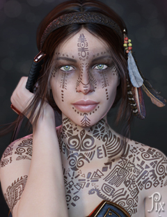 Tribal Fury Henna for Genesis 3 and 8 with Bonus Character by: Pixeluna, 3D Models by Daz 3D
