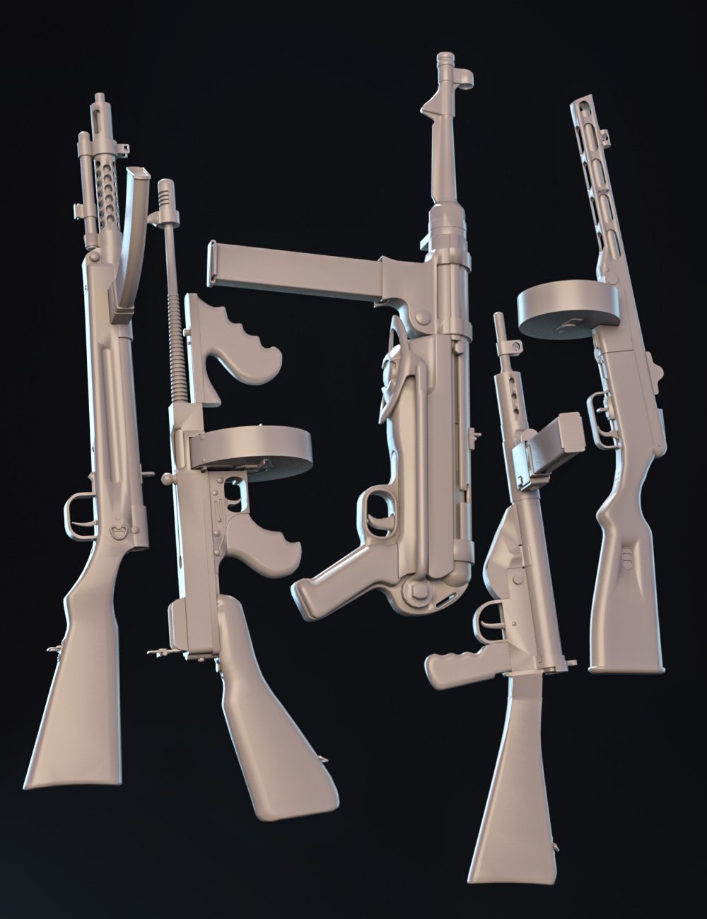 WW2 Submachine Guns by: , 3D Models by Daz 3D
