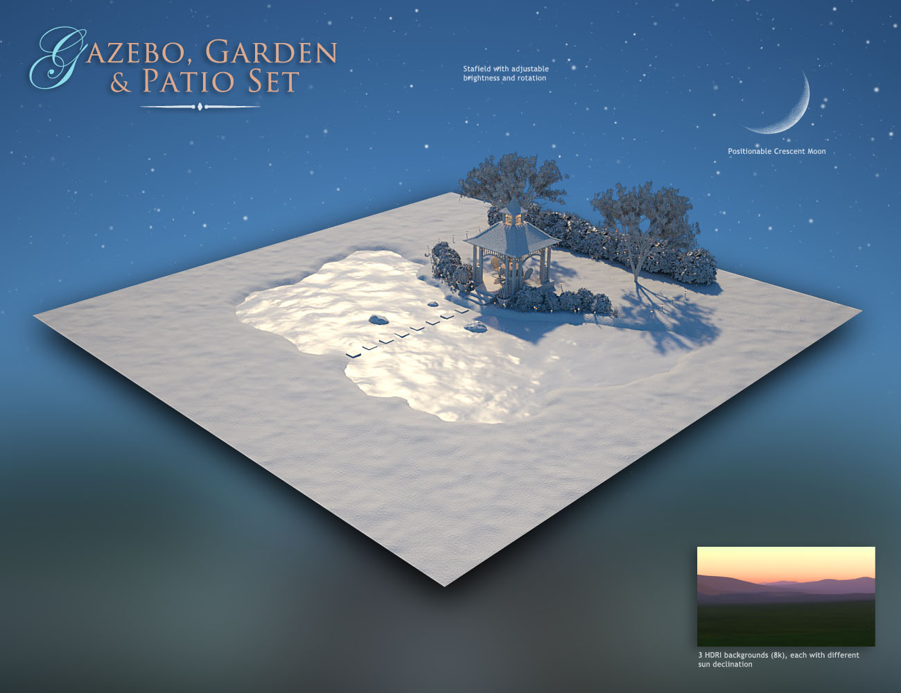 Gazebo, Garden and Patio Set by: bitwelder, 3D Models by Daz 3D