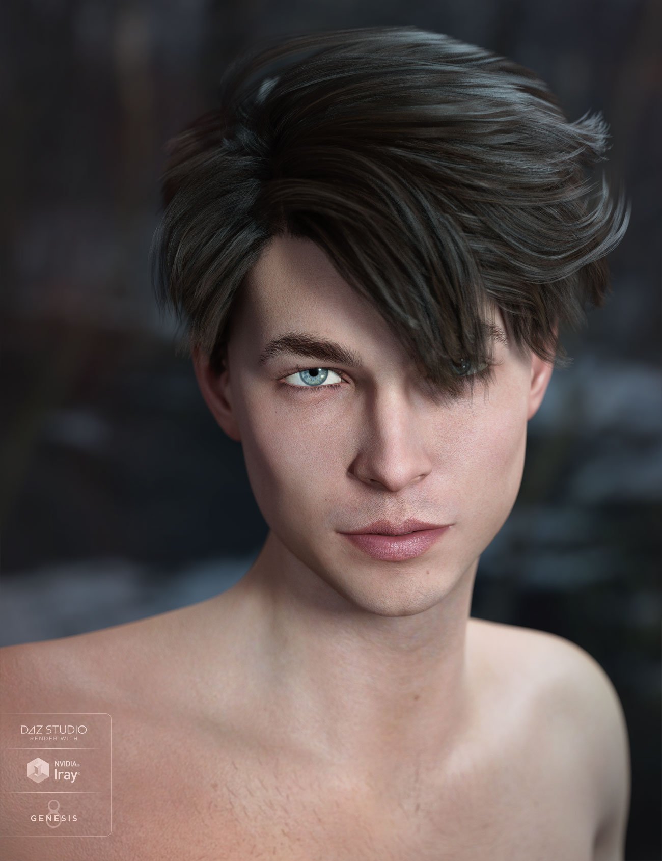 Lyall Hair for Genesis 3 & 8 Male(s) by: AprilYSH, 3D Models by Daz 3D