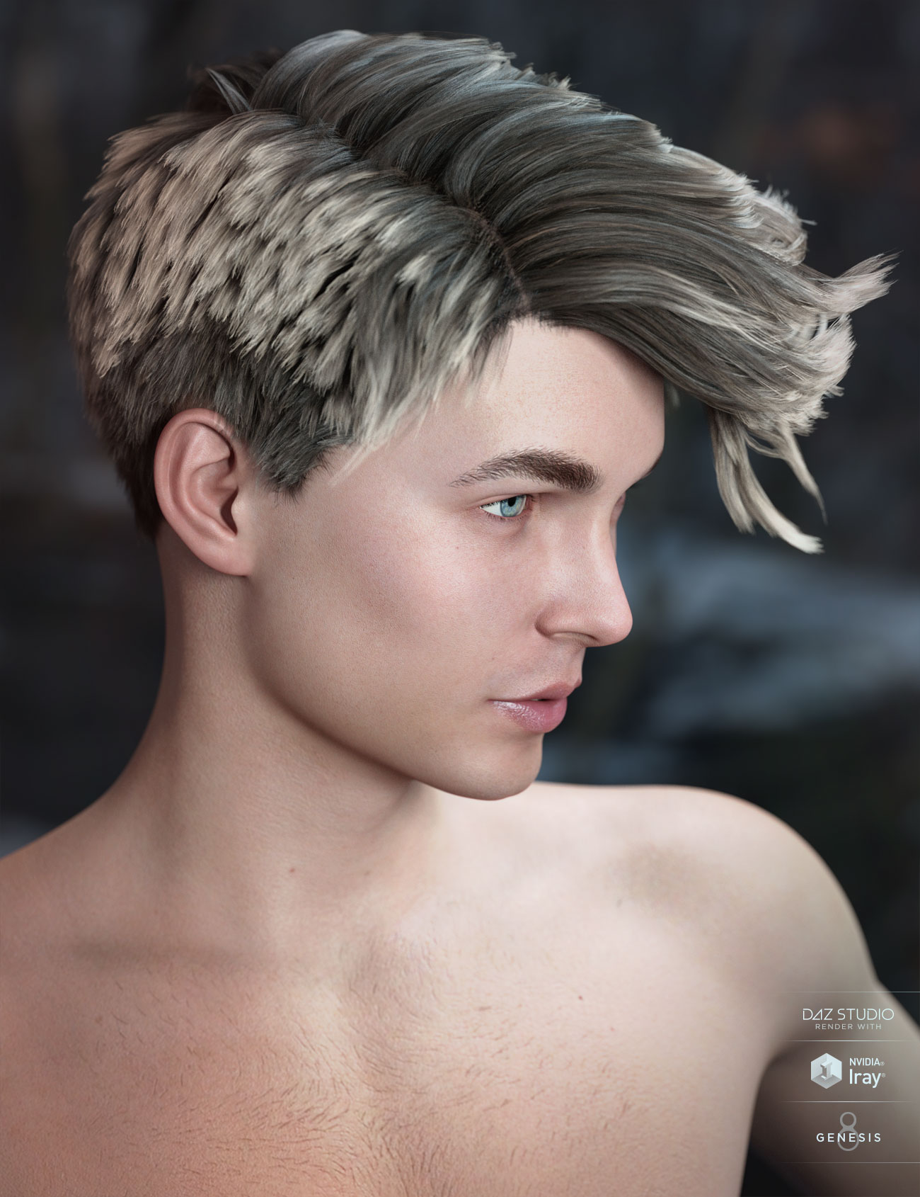 Lyall Hair for Genesis 3 & 8 Male(s) by: AprilYSH, 3D Models by Daz 3D