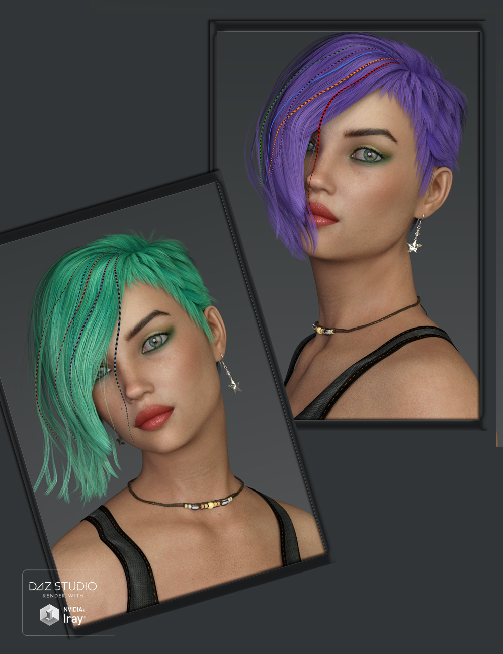 Danny Hair for Genesis 3 and 8 Female(s) by: SWAM, 3D Models by Daz 3D