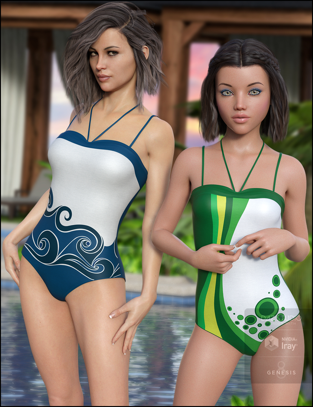 One Piece Swimsuit Vacation Textures by: DemonicaEviliusJessaii, 3D Models by Daz 3D