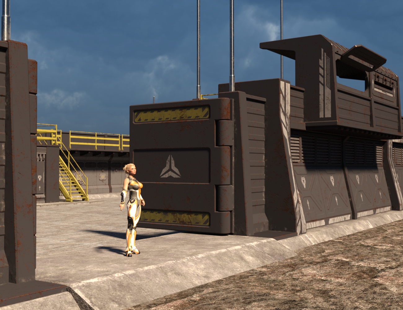 Sci-Fi Perimeter Walls by: Nightshift3D, 3D Models by Daz 3D