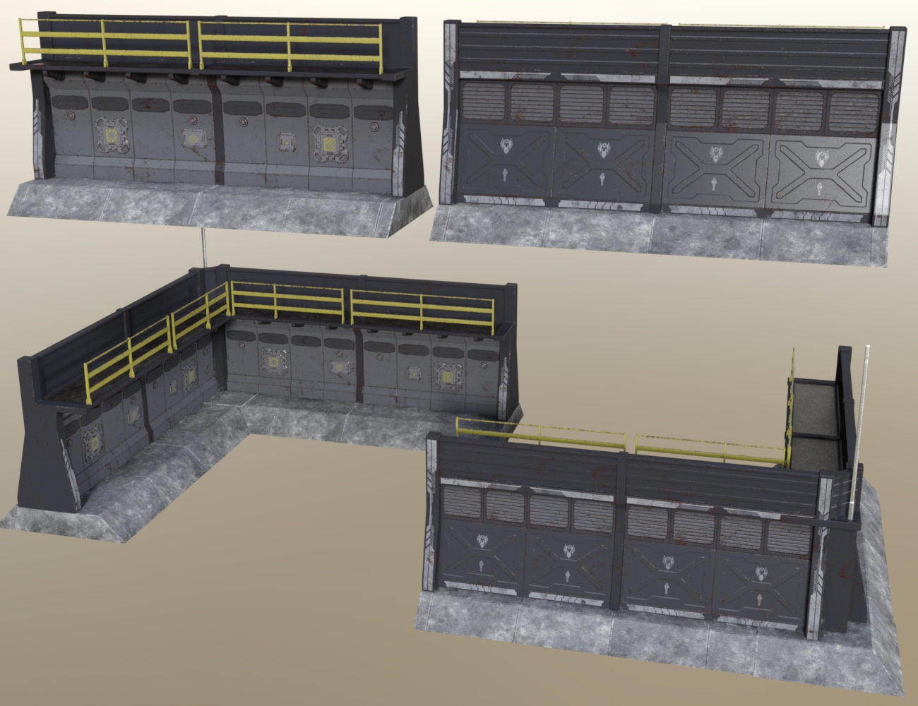 Sci-Fi Perimeter Walls by: Nightshift3D, 3D Models by Daz 3D