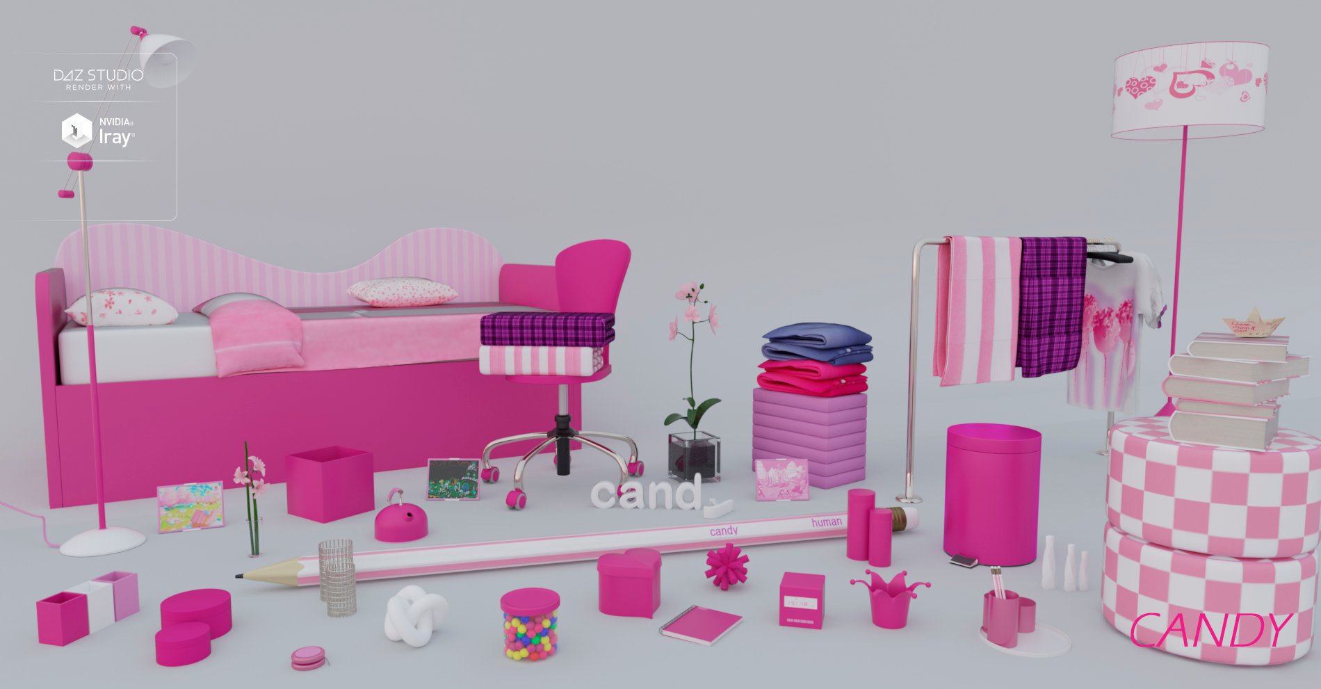 Candy Bedroom by: Human, 3D Models by Daz 3D