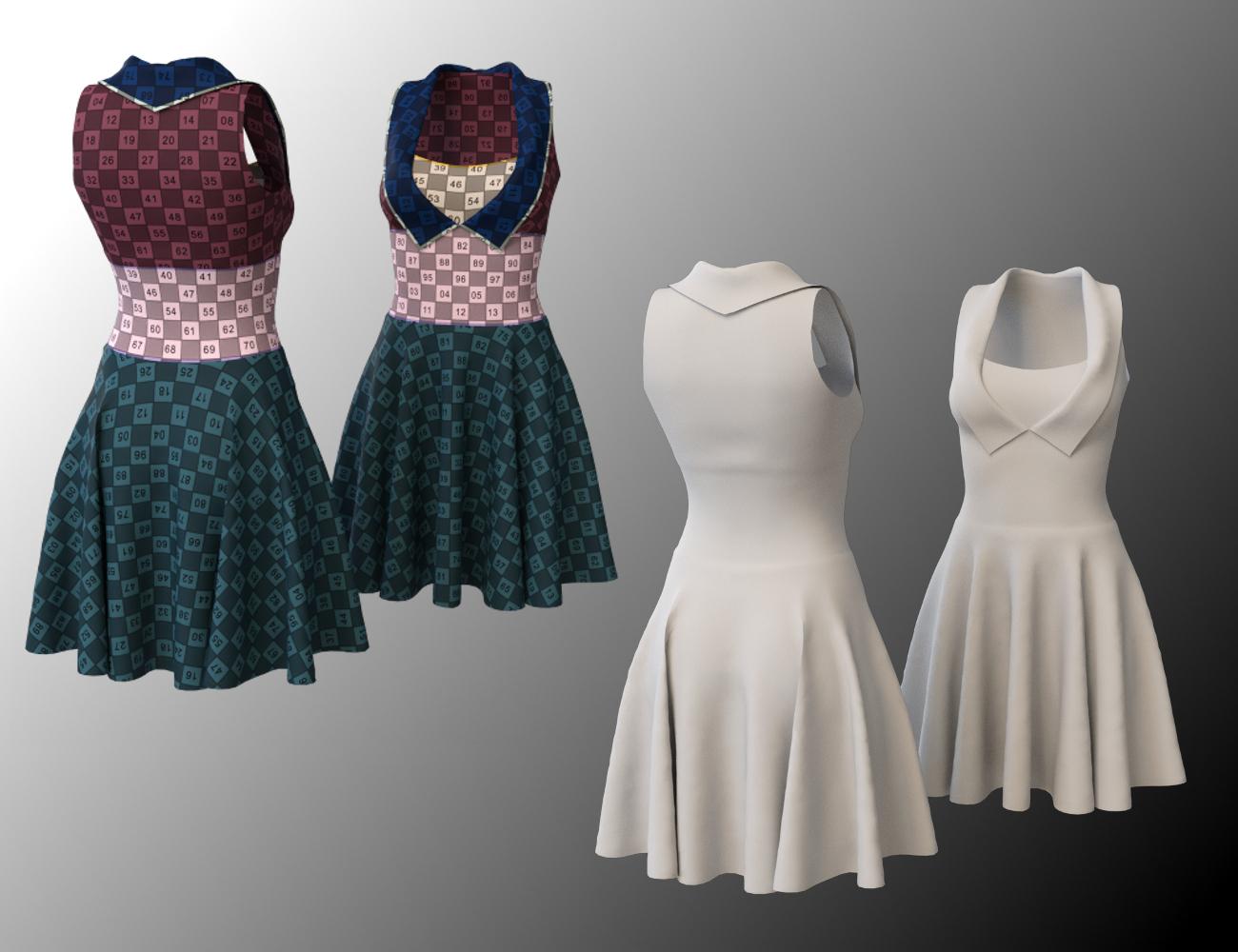 dForce Gored Dress for Genesis 3 and 8 Female(s) by: Aave Nainen, 3D Models by Daz 3D