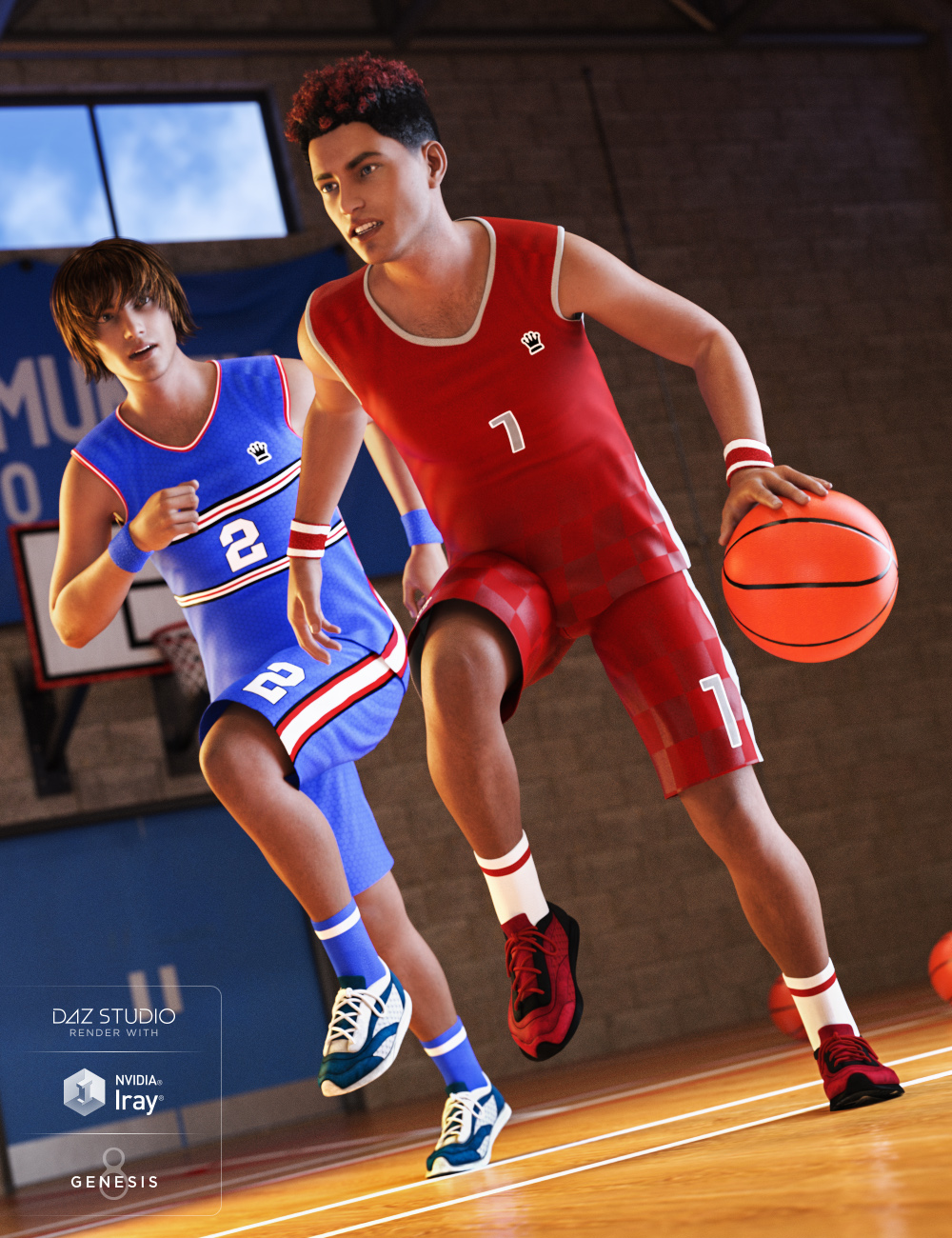 Basketball Kit for Genesis 3 & 8 Male(s) by: JGreenleesPoisenedLilyPredatron, 3D Models by Daz 3D