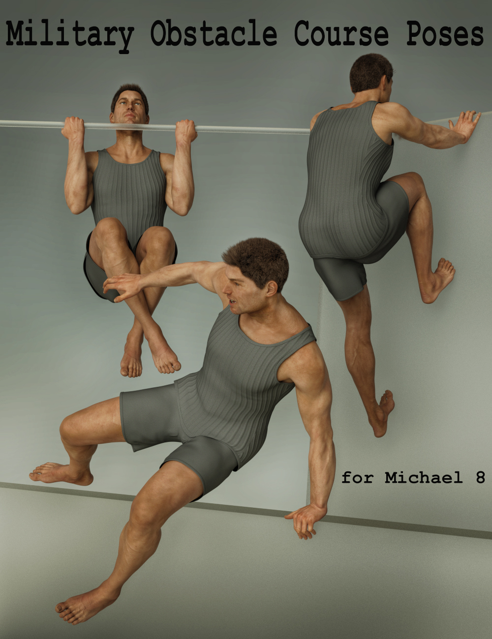 Military Obstacle Course Poses for Genesis 8 Male(s) by: Quixotry, 3D Models by Daz 3D