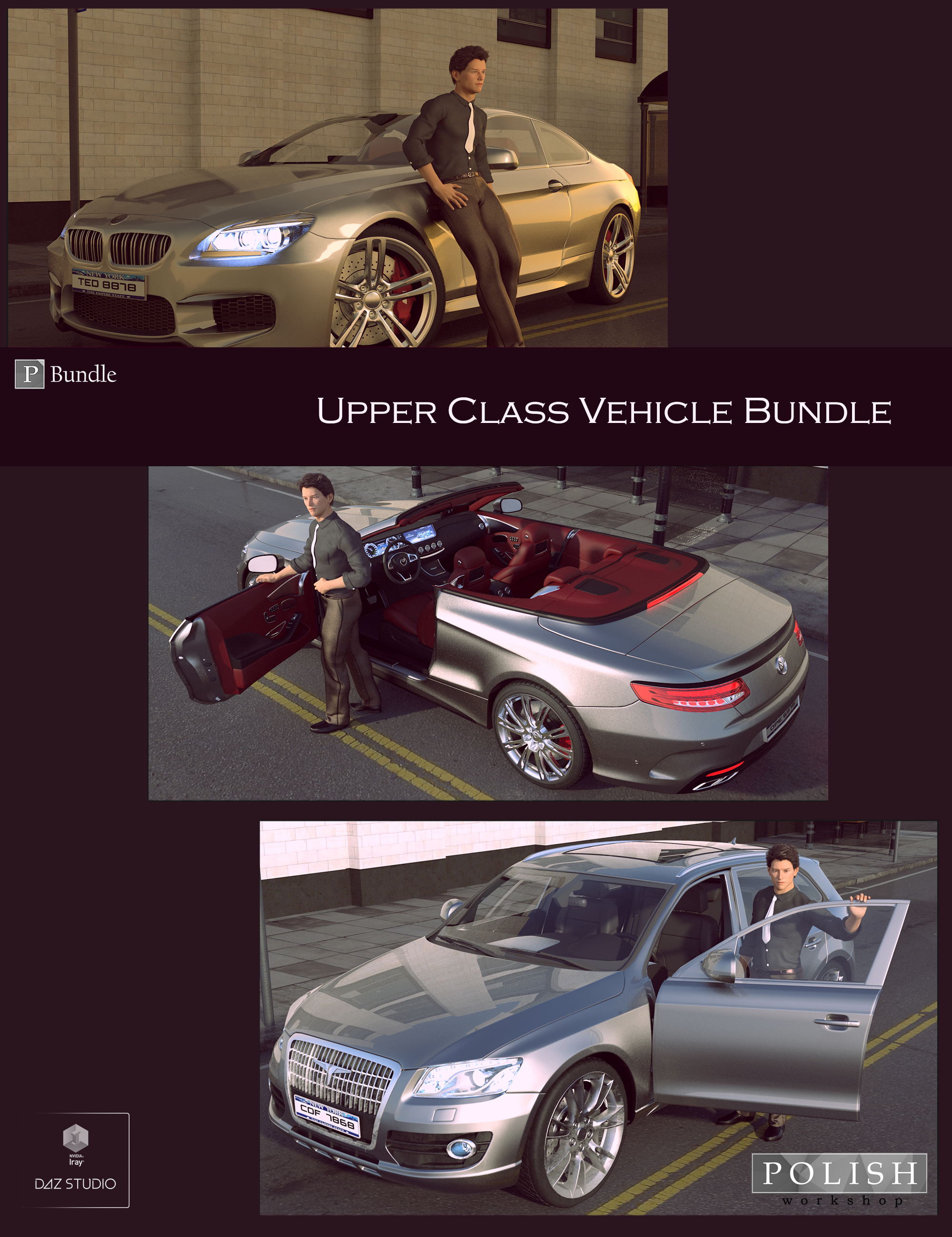 Upper Class Vehicle Bundle by: Polish, 3D Models by Daz 3D