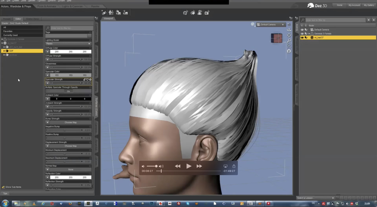 Complex Hair Creation Part 2: Rigging by: Digital Art LiveArki, 3D Models by Daz 3D