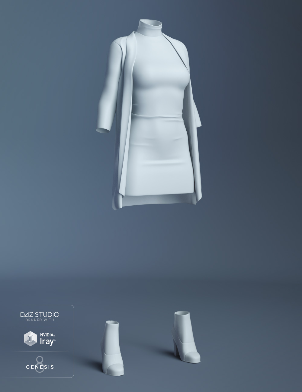 Cardigan Dress Outfit for Genesis 8 Female(s) by: Mely3DNikisatez, 3D Models by Daz 3D
