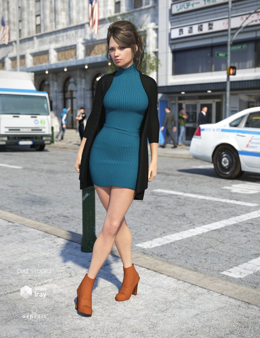 Cardigan Dress Outfit Textures by: Mely3D, 3D Models by Daz 3D