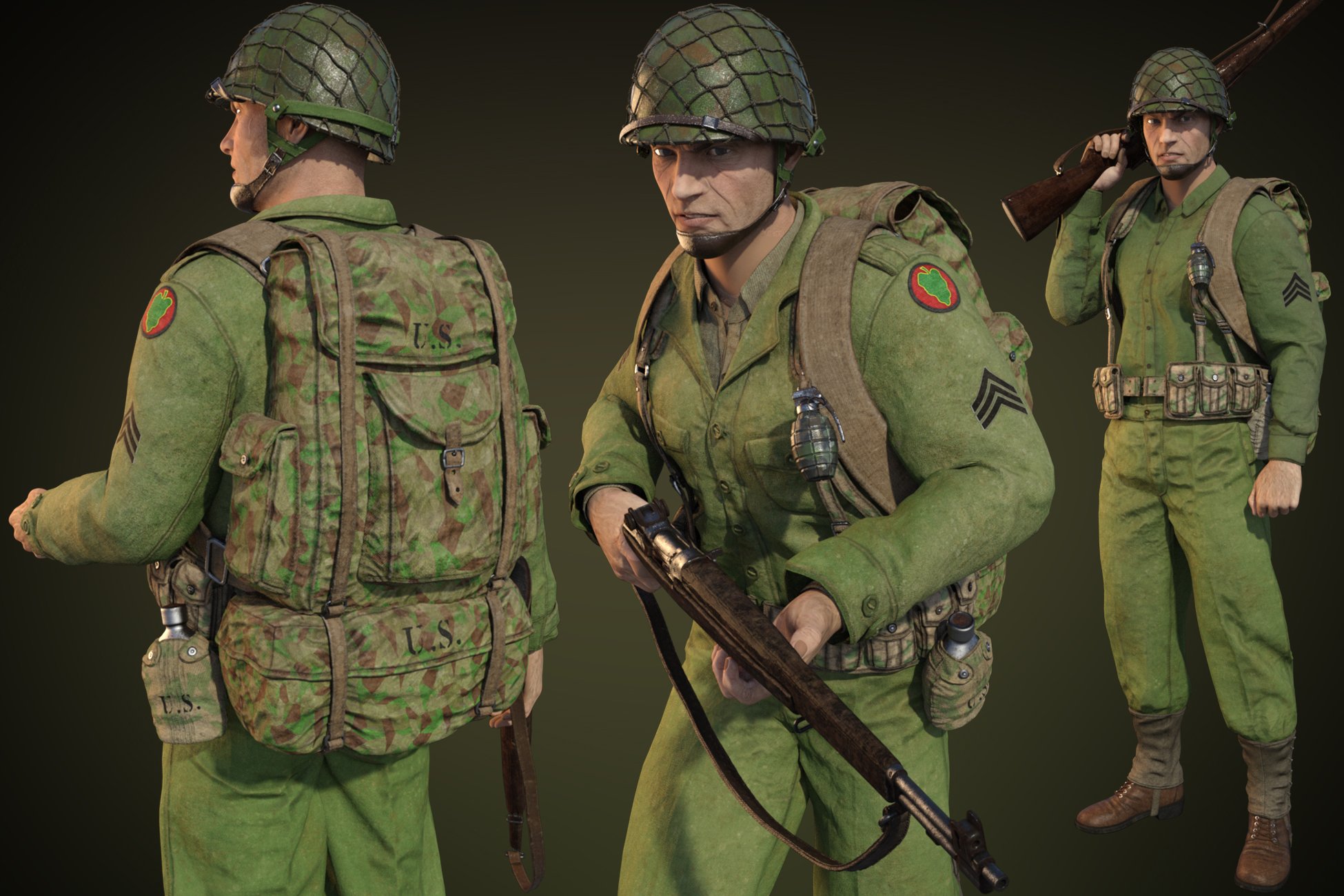 World War II U.S. Uniform HD Textures World War II U.S. Uniform HD Textures by: Luthbellina, 3D Models by Daz 3D