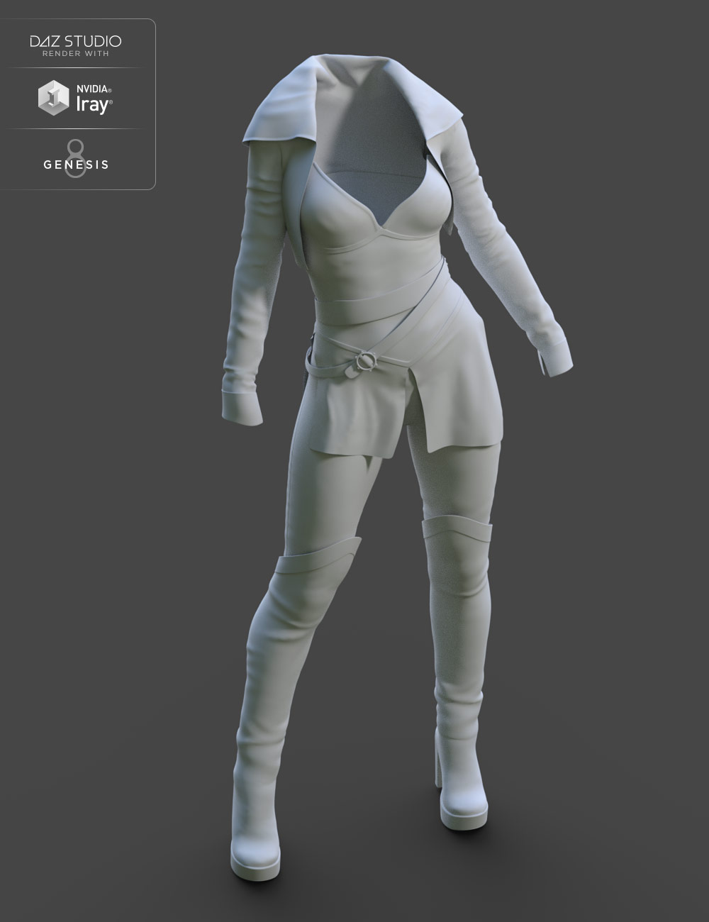 White Fox Outfit for Genesis 8 Female(s) by: Barbara BrundonDirtyFairy, 3D Models by Daz 3D