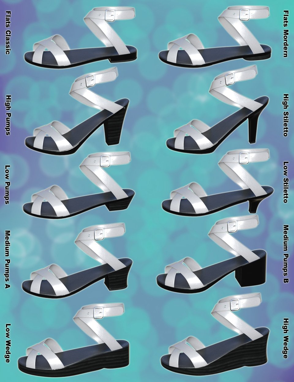 Summer Footwear Collection Genesis 2, 3 & 8 Female(s) by: Dogz, 3D Models by Daz 3D