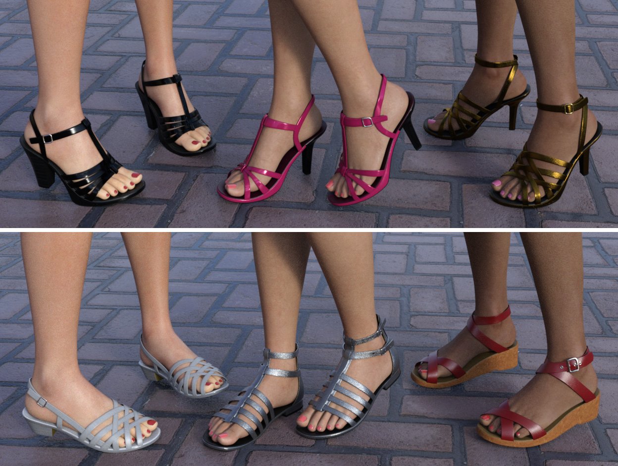 Summer Footwear Collection Genesis 2, 3 & 8 Female(s) Summer Footwear Collection Genesis 2, 3 & 8 Female(s) by: Dogz, 3D Models by Daz 3D