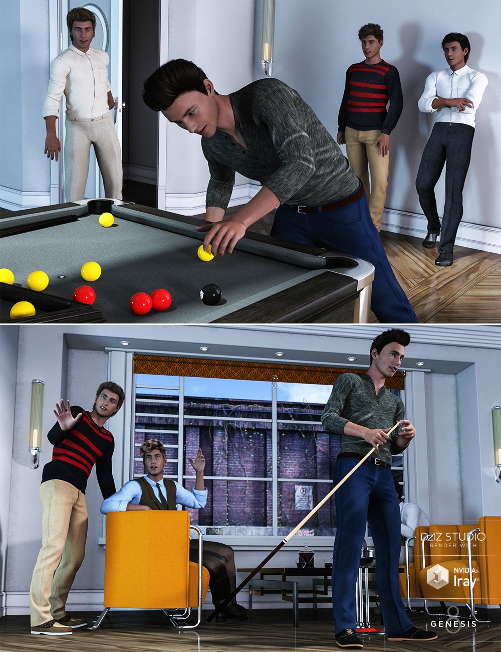 Boys Night Out by: Three Wishes, 3D Models by Daz 3D