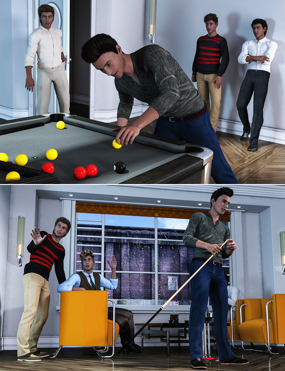 Boys Night Out by: Three Wishes, 3D Models by Daz 3D