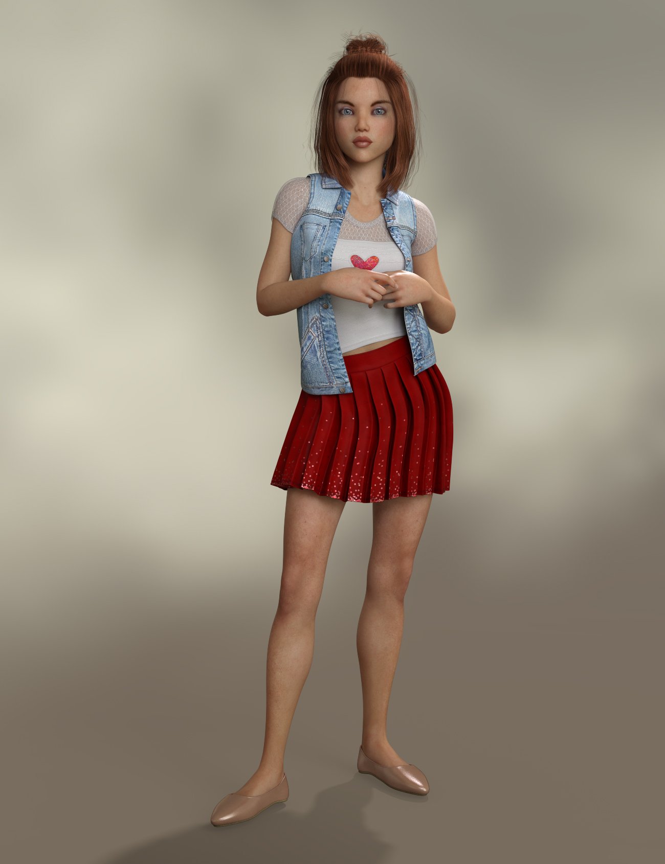 Pleated Skirt Outfit for Genesis 8 Female(s) by: AmaranthPixelTizzyFit, 3D Models by Daz 3D