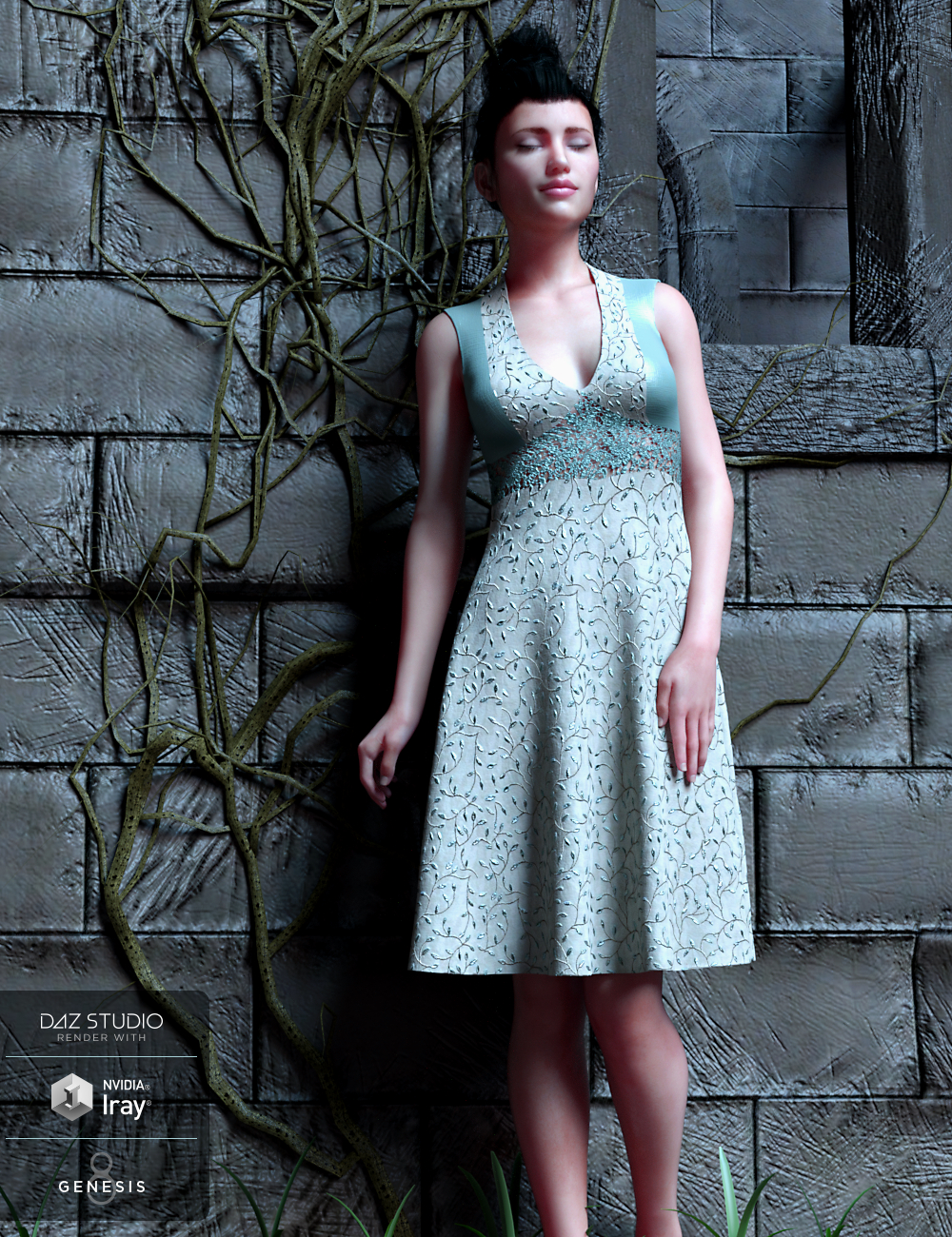 Peppermint Ivy Dress for Genesis 8 Female(s) by: Leviathan, 3D Models by Daz 3D